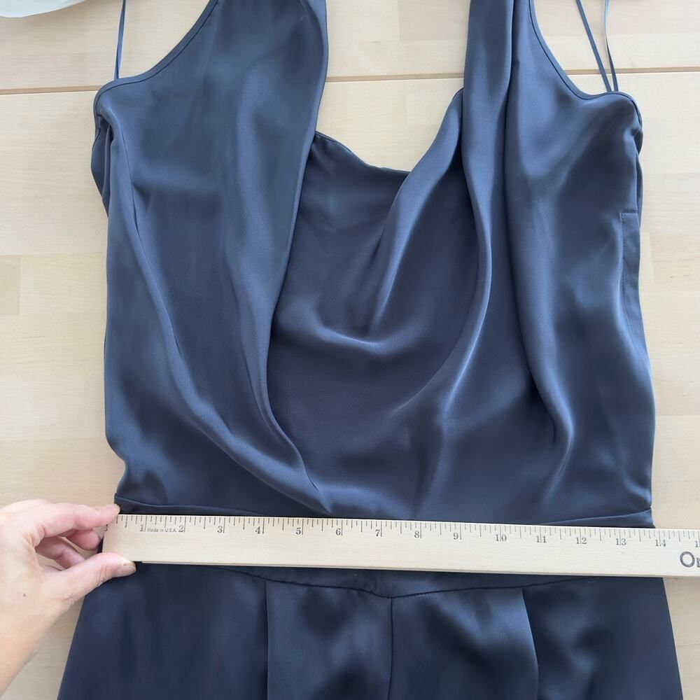 Ramy Brook Jumpsuit Womens 6 Navy Satin Halter Harriet Wide Leg Evening Career - Picture 12 of 13